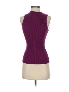 Michael Stars Ribbed Mock Neck Tank - Magenta